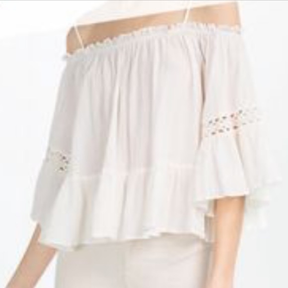 Zara | Off the Shoulder White Top - Picture 3 of 7